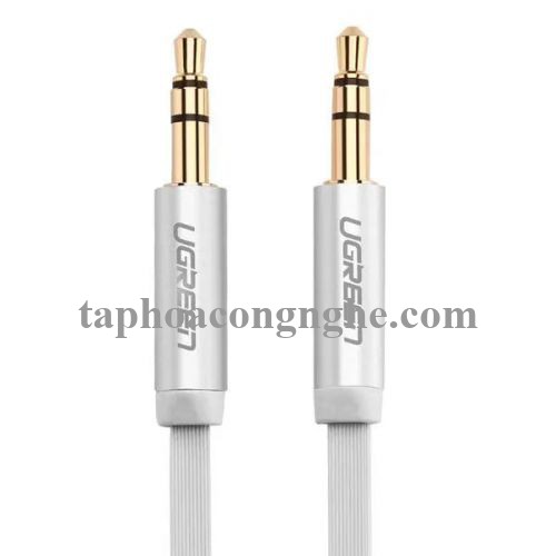 Ugreen 10762 0.5M màu Trắng Cáp âm thanh 2 đầu 3.5mm dương dây dẹt AV119 30010762